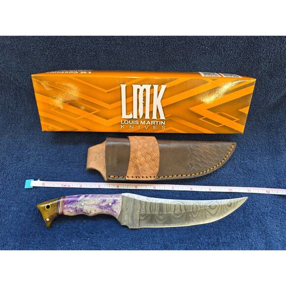 Hunting Bowie Knife 11 Inch, Custom Made Forged Damascus Blade LMK Knives #7685 - Picture 1 of 9